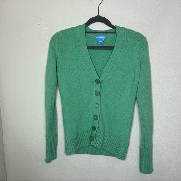 White + Warren Sweaters - White + Warren Green Cashmere Cardigan Size Small
